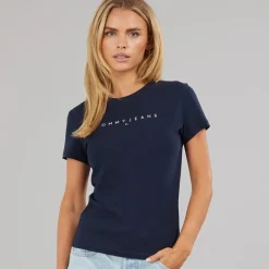 Tommy Jeans Damen Lineares T-Shirt Dark Night Navy 1