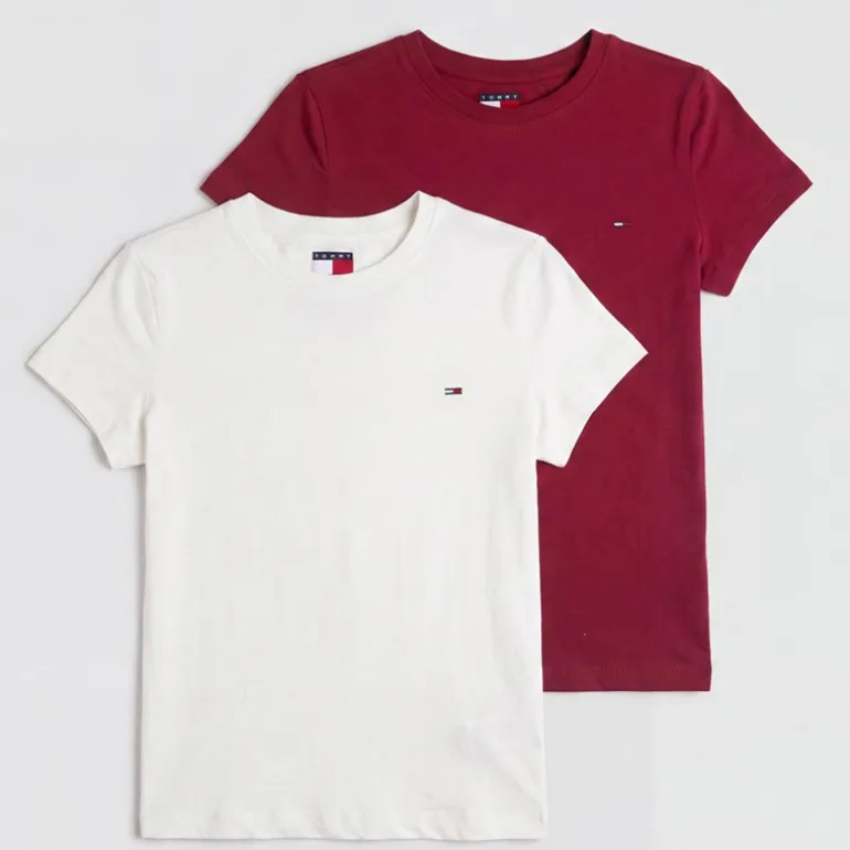 Tommy Jeans Damen Zwei Pack T Shirts Ecru/Lavish Cerise