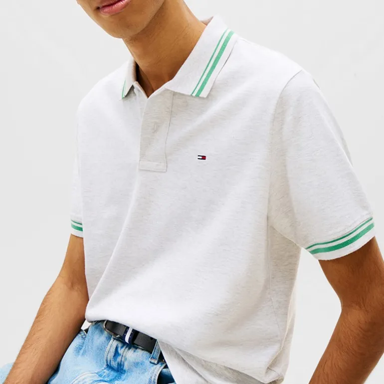 Tommy Jeans Herren Poloshirt mit Kragenrand Ice Grey Heather