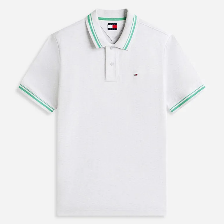 Tommy Jeans Herren Poloshirt mit Kragenrand Ice Grey Heather