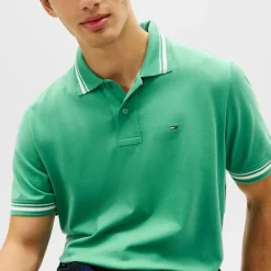 Tommy Jeans Herren Poloshirt mit Kragenrand Bahama Green