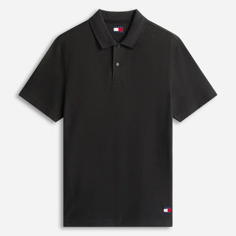 Tommy Jeans Herren Reg Waffel Poloshirt Schwarz