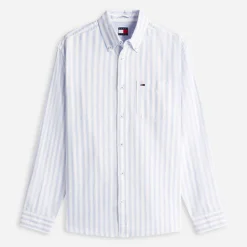 Tommy Jeans Herren Streifen Oxford Langarmhemd Blue Twilight Stripe
