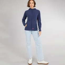 Trespass Damen Marathon Fleece Jacke mit Kapuze und durchgehendem Reissverschluss Marineblau / Pink