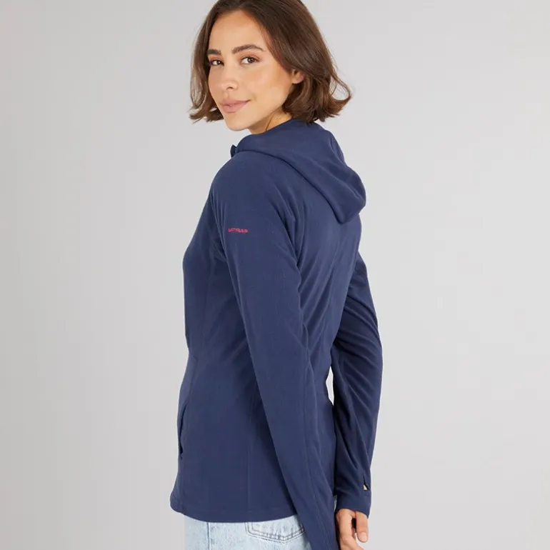 Trespass Damen Marathon Fleece Jacke mit Kapuze und durchgehendem Reissverschluss Marineblau / Pink