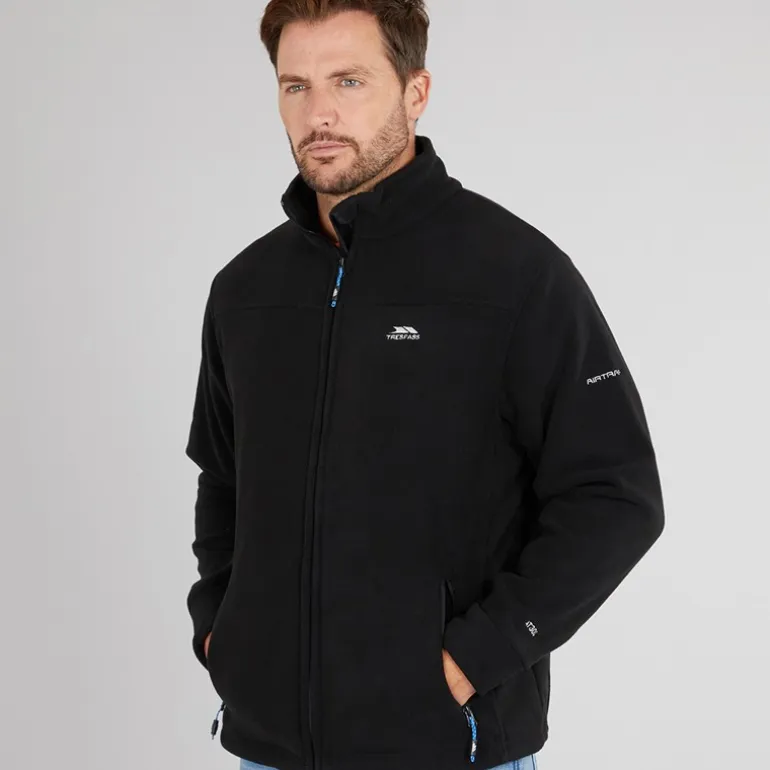 Trespass Herren Bernal Fleecejacke mit durchgehendem Reißverschluss Schwarz