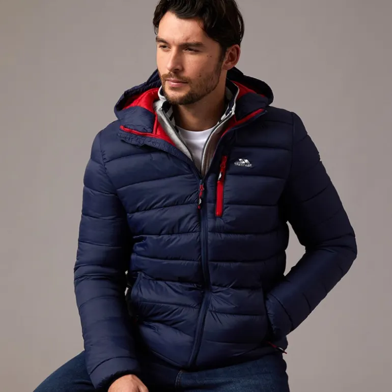 Trespass Herren Mikail Micro Gepolsterte Kapuzenjacke Marineblau