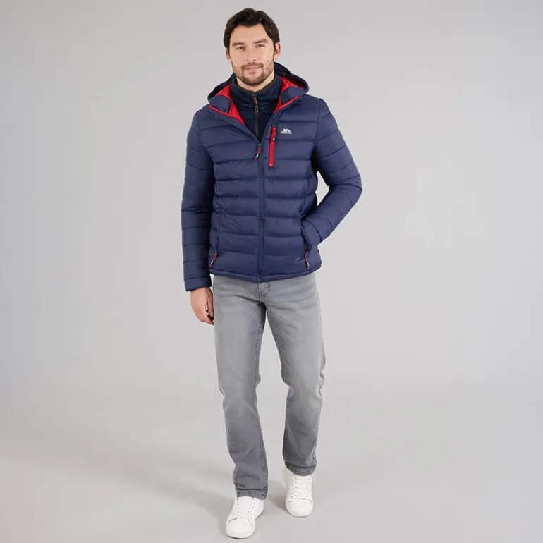 Trespass Herren Mikail Micro Gepolsterte Kapuzenjacke Marineblau