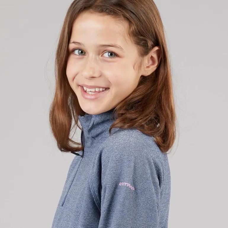 Trespass Junior Mädchen Meadows Half Zip Fleece Marineblau / Pink Logo