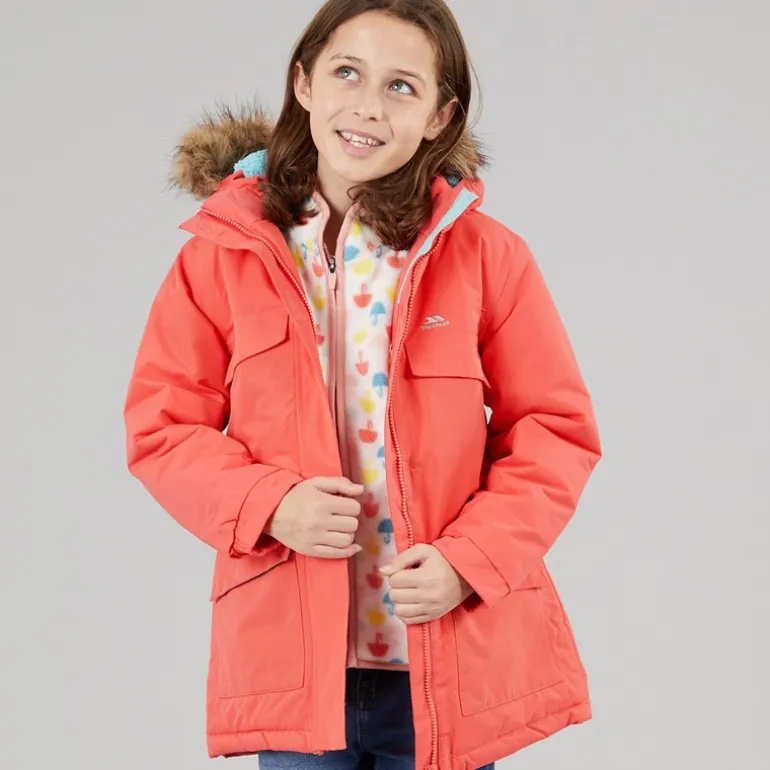 Trespass Mädchen Larission Isolierte Wasserdichte Parka Soft Orange