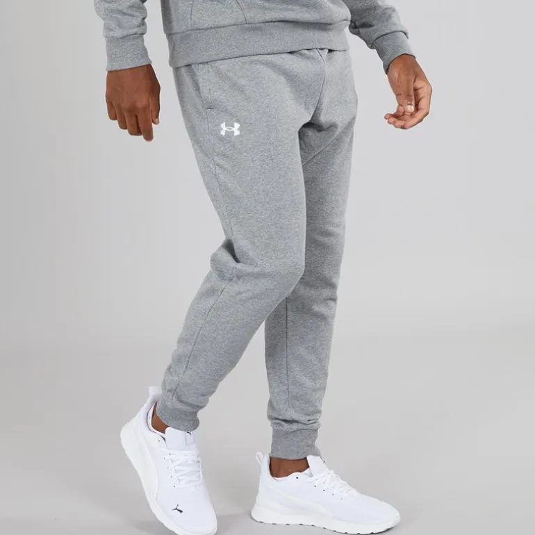 Under Armour Herren UA Rival Fleece Jogginghose Castlerock Hellgrau/Weiß