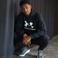 Under Armour Herren UA Rival Fleece Logo Hoodie Schwarz/Weiß