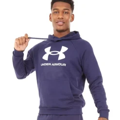 Under Armour Herren UA Rival Fleece Logo Kapuzenpullover Mitternachtsblau/Weiß