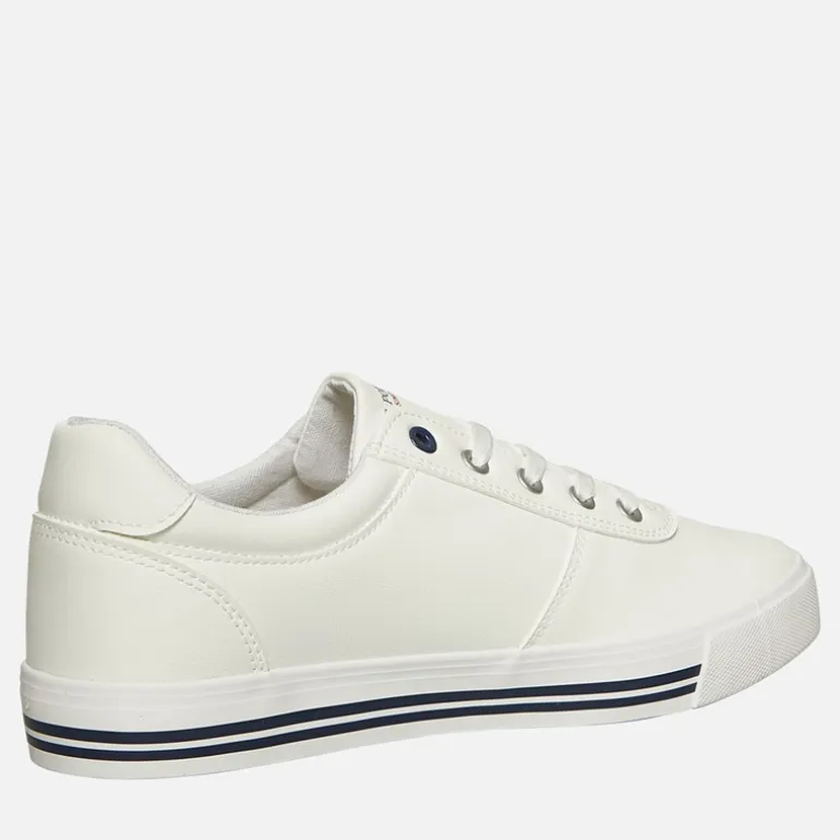 U.S. POLO ASSN. Herren Bobby PU Turnschuhe Weiß / Marineblau PU