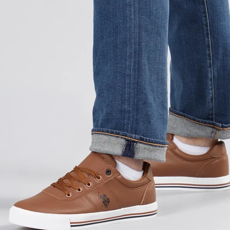 U.S. POLO ASSN. Herren Bobby PU Turnschuhe Tan / Marine PU