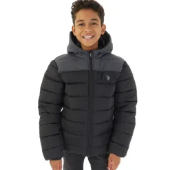 U.S. POLO ASSN. Junge Steppjacke mit Farbblock-Joch Schwarz