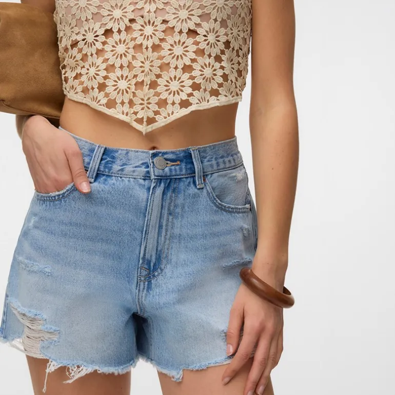 Vero Moda Damen Hailey Jeans Shorts Light Blue Denim
