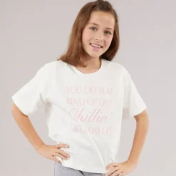 Vero Moda Mädchen Katrine Cropped T Shirt Schneeweiß Chillin C-12 Snow White Chillin