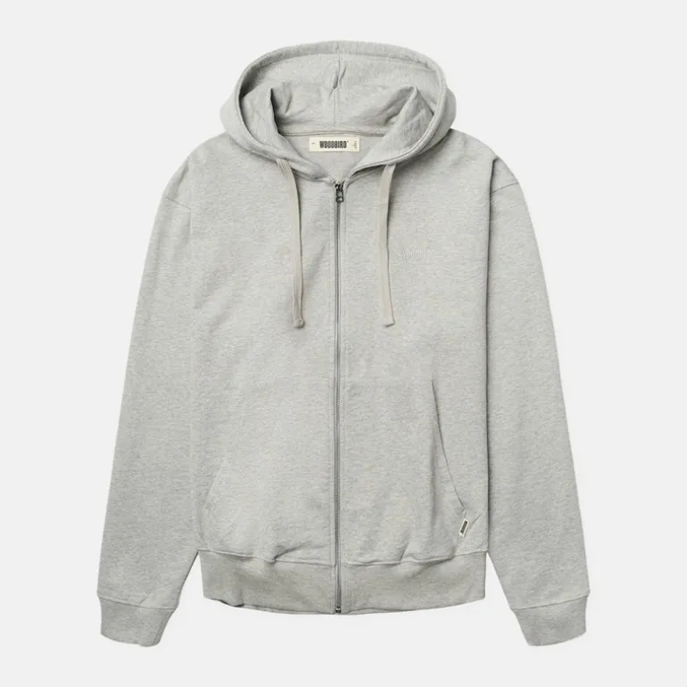 Woodbird Herren Fuji Base Zip Hoodie Light Grey Melange
