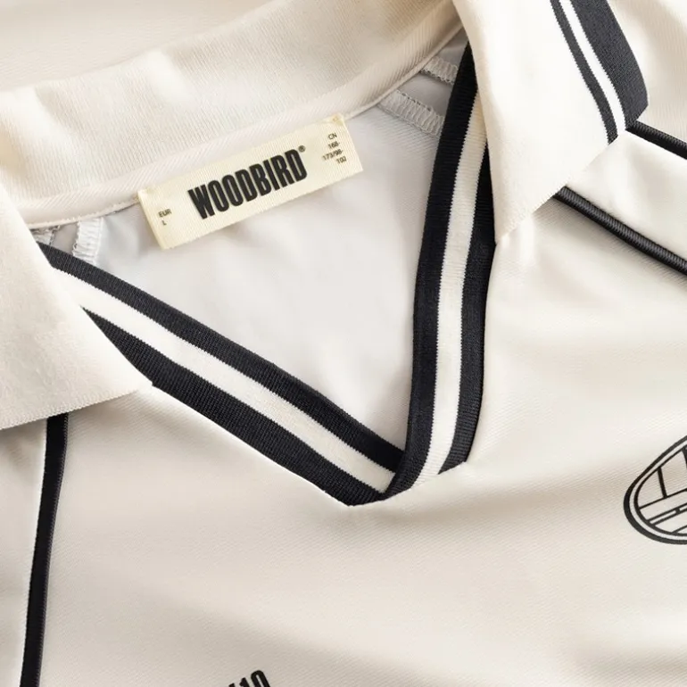 Woodbird Herren Taka Langarm Poloshirt Off White