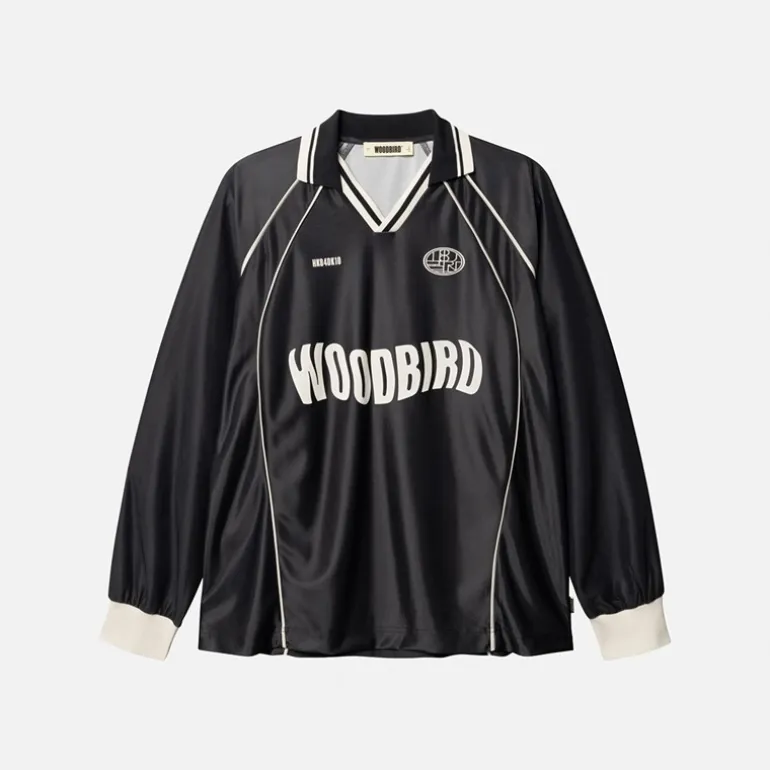 Woodbird Herren Taka Langarm Poloshirt Schwarz