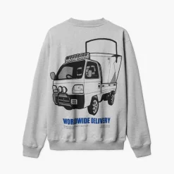 Woodbird Herren Zuckerrohr Truck Rundhals Sweatshirt Light Grey Melange