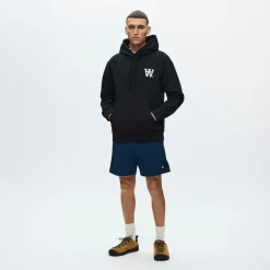 Wood Wood Herren Cass Print Hoodie Schwarz
