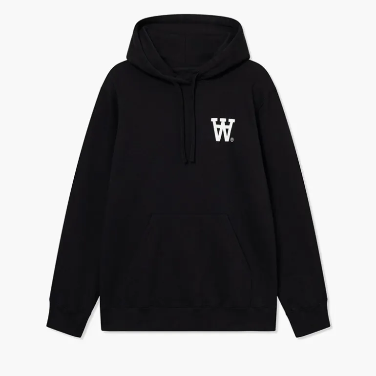 Wood Wood Herren Cass Print Hoodie Schwarz