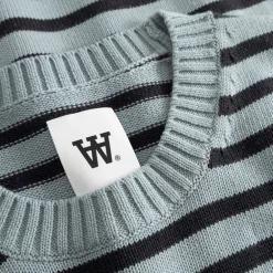 Wood Wood Herren Tay Rundhals Pullover Slate Stripe