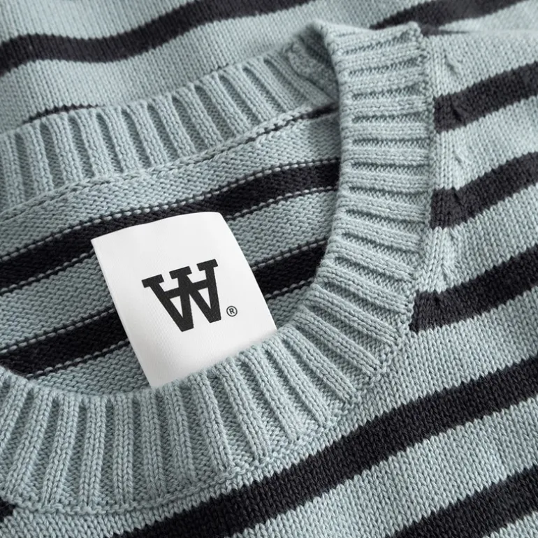 Wood Wood Herren Tay Rundhals Pullover Slate Stripe