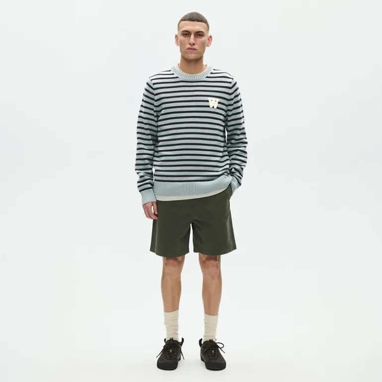 Wood Wood Herren Tay Rundhals Pullover Slate Stripe