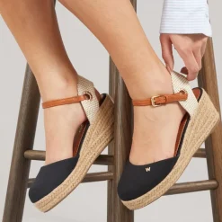 Wrangler Damen Bela Knöchelriemen Keilabsatz Sandalen Schwarz