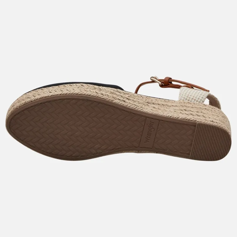 Wrangler Damen Bela Knöchelriemen Keilabsatz Sandalen Schwarz